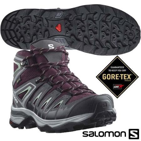 【SALOMON】女 X Ultra Pioneer Mid GTX 防水透氣耐磨中筒登山鞋/471706 酒紅/灰/綠✿30E010